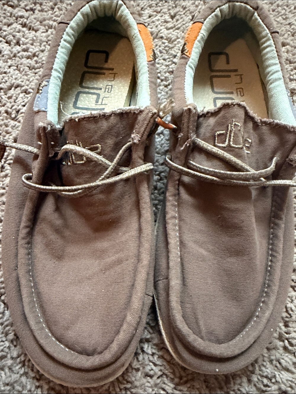Hey Dude Brown Men or Big Boy’s  Casual Canvas Moccasin slip-on shoes